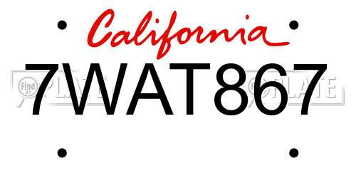 7WAT867 California License Plate
