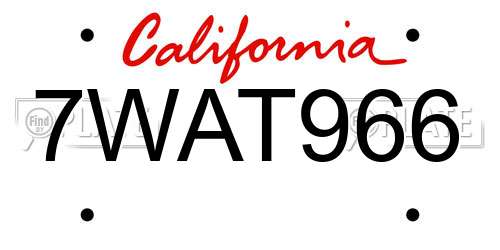 7WAT966 California License Plate