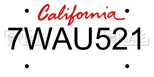 7WAU521 California License Plate