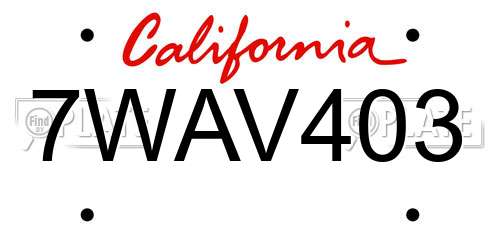 7WAV403 California License Plate