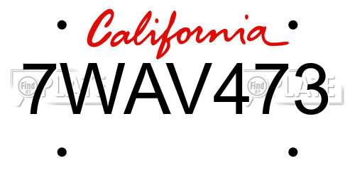 7WAV473 California License Plate