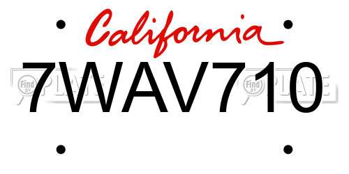 7WAV710 California License Plate