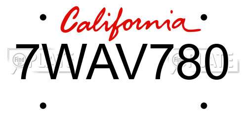 7WAV780 California License Plate