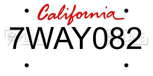 7WAY082 California License Plate