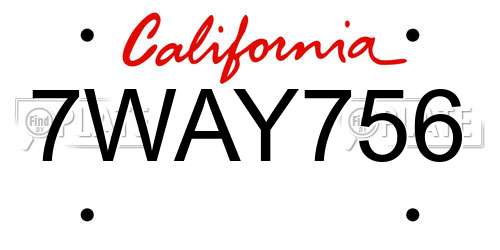 7WAY756 California License Plate