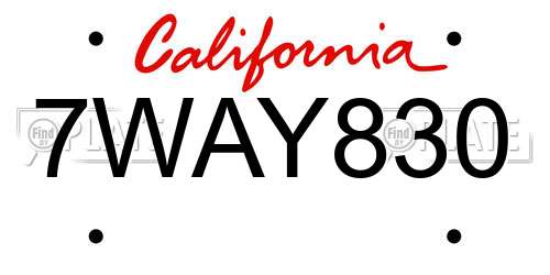 7WAY830 California License Plate
