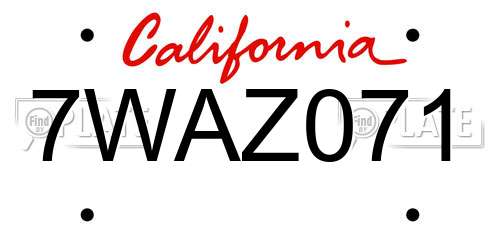 7WAZ071 California License Plate