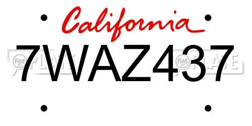 7WAZ437 California License Plate