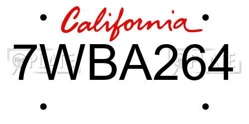 7WBA264 California License Plate