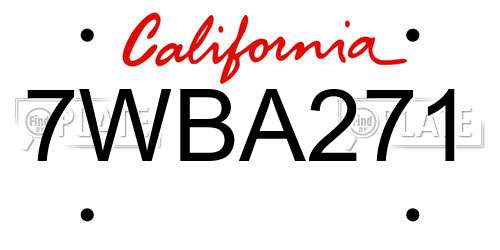 7WBA271 California License Plate