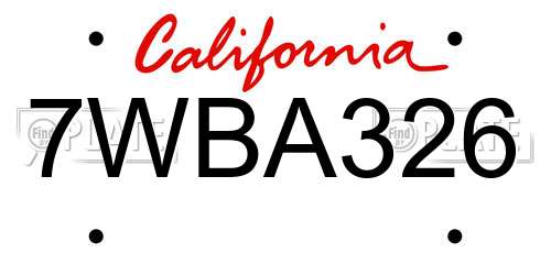 7WBA326 California License Plate