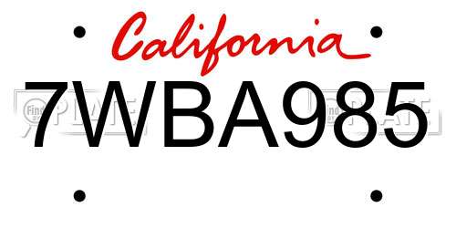 7WBA985 California License Plate
