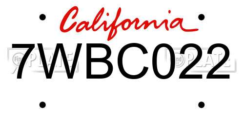 7WBC022 California License Plate