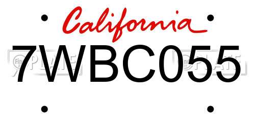 7WBC055 California License Plate