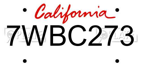 7WBC273 California License Plate