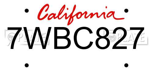 7WBC827 California License Plate