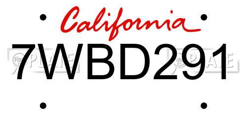 7WBD291 California License Plate