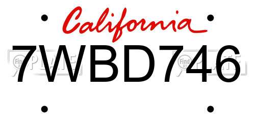 7WBD746 California License Plate
