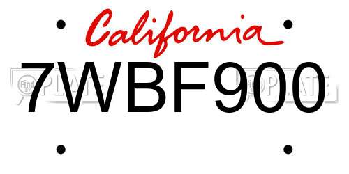 7WBF900 California License Plate