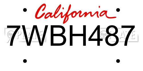 7WBH487 California License Plate