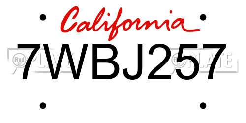 7WBJ257 California License Plate
