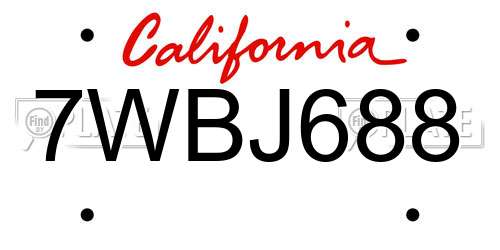 7WBJ688 California License Plate