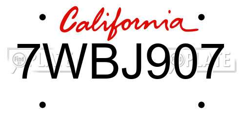 7WBJ907 California License Plate