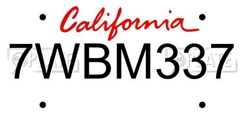 7WBM337 California License Plate