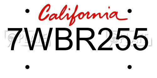7WBR255 California License Plate