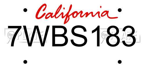 7WBS183 California License Plate