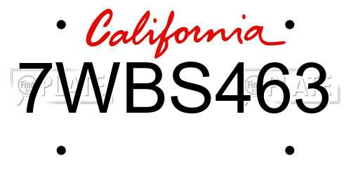 7WBS463 California License Plate