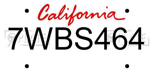 7WBS464 California License Plate