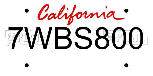 7WBS800 California License Plate