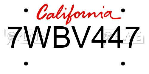 7WBV447 California License Plate