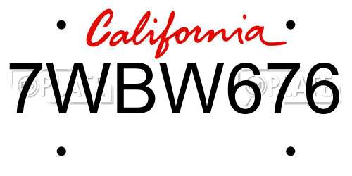 7WBW676 California License Plate