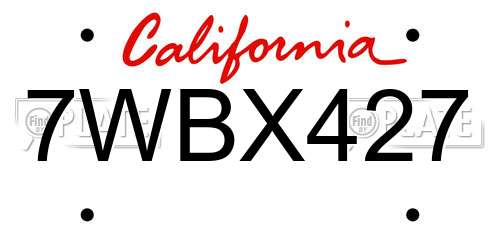 7WBX427 California License Plate