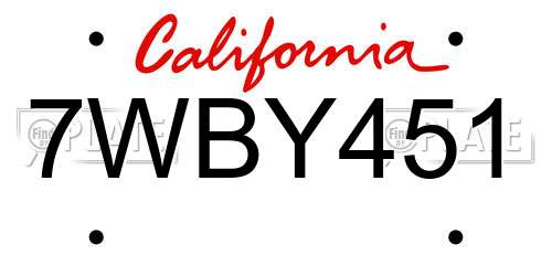 7WBY451 California License Plate