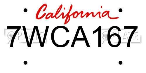 7WCA167 California License Plate