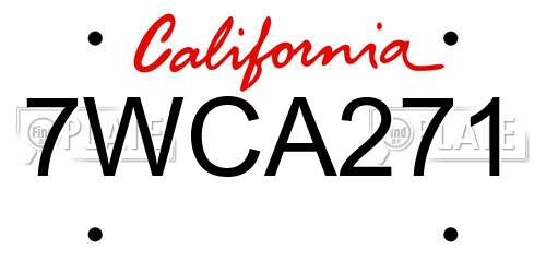 7WCA271 California License Plate