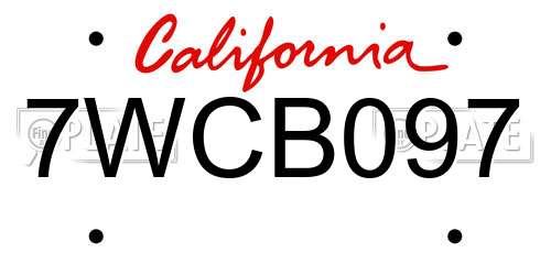 7WCB097 California License Plate