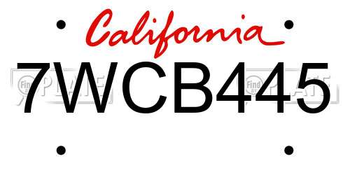 7WCB445 California License Plate