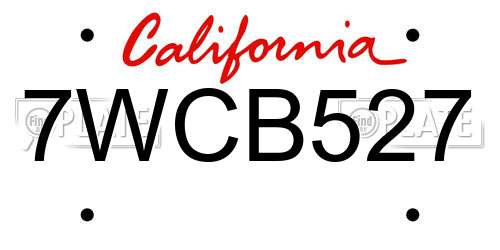 7WCB527 California License Plate