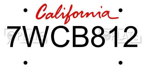 7WCB812 California License Plate