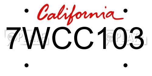 7WCC103 California License Plate