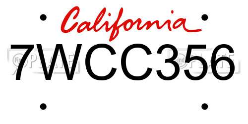 7WCC356 California License Plate