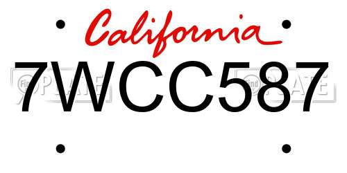 7WCC587 California License Plate