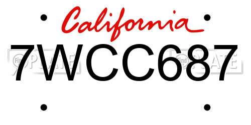 7WCC687 California License Plate