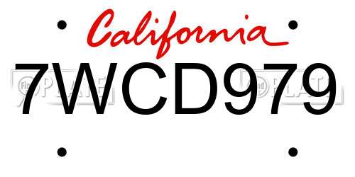 7WCD979 California License Plate