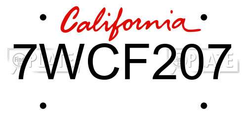 7WCF207 California License Plate