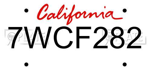 7WCF282 California License Plate